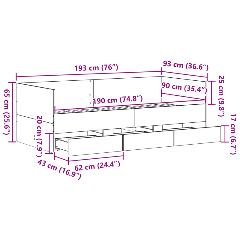 Casa si Gradina - Mobilier - Paturi si accesorii - Paturi - Patut Lemn vechi Lemn prelucrat 90 x 190 cm Solid Patut - Infinity.ro
