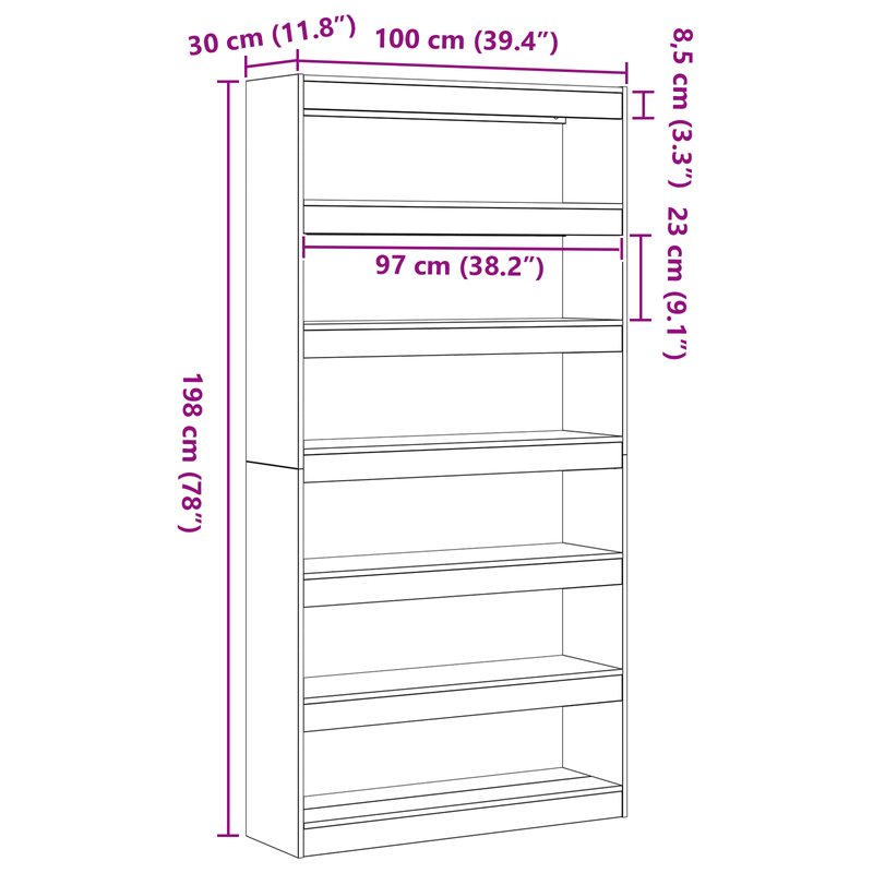 Casa si Gradina - Mobilier - Biblioteci si rafturi - Biblioteci - Biblioteca Stejar Negru Lemn prelucrat 100 x 30 x 198 cm Rafturi - Infinity.ro