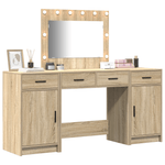 Casa si Gradina - Mobilier - Comode si corpuri - Masute de toaleta - Set masa toaleta cu LED, 3 piese, stejar sonoma, lemn prelucrat - Infinity.ro