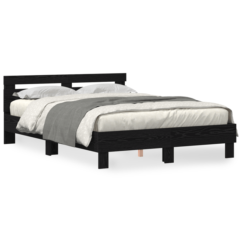 Casa si Gradina - Mobilier - Paturi si accesorii - Paturi - Cadru de pat negru din stejar Stejar negru Lemn masiv 140 x 200 cm - Infinity.ro