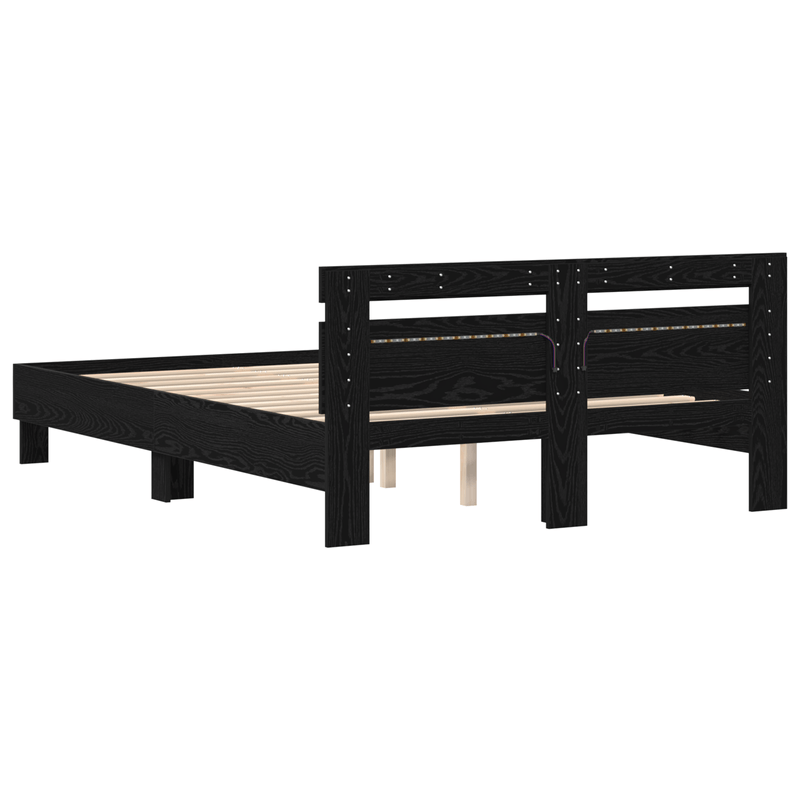 Casa si Gradina - Mobilier - Paturi si accesorii - Paturi - Cadru de pat negru din stejar Stejar negru Lemn masiv 140 x 200 cm - Infinity.ro