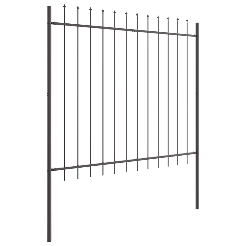 Casa si Gradina - Gradina si terasa - Garduri, panouri si accesorii - Gard de gradina cu varf tip sulita, gri, 3,4x1,5 m, otel - Infinity.ro