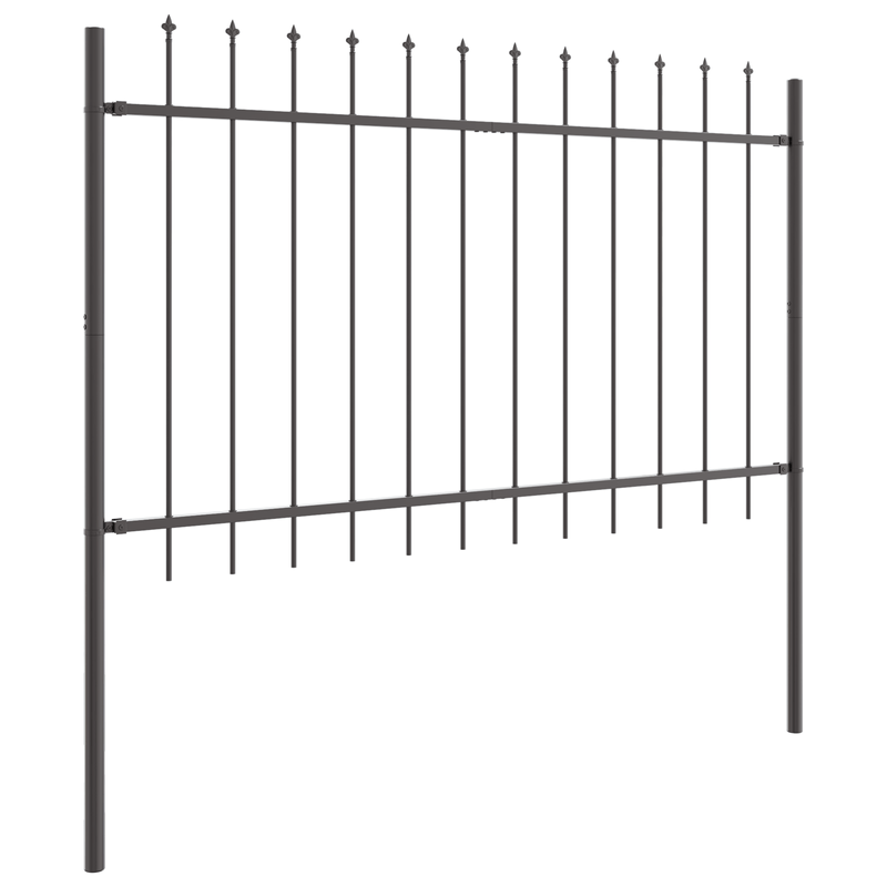 Casa si Gradina - Gradina si terasa - Garduri, panouri si accesorii - Gard de gradina cu varf tip sulita, gri, 8.5x1 m, otel - Infinity.ro