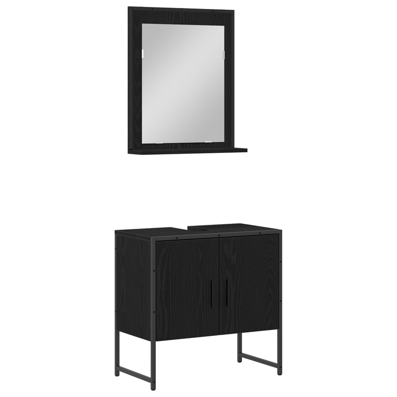 Casa si Gradina - Mobilier - Seturi de mobilier - Seturi baie - Set de dulapuri pentru baie 2 piese Negru Stejar din lemn tehnologic - Infinity.ro