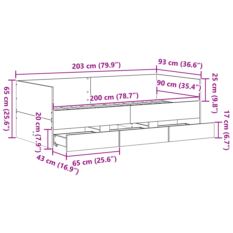 Casa si Gradina - Mobilier - Paturi si accesorii - Paturi - Pat de zi Lemn de stejar artizanal Lemn prelucrat 90 x 200 cm - Infinity.ro