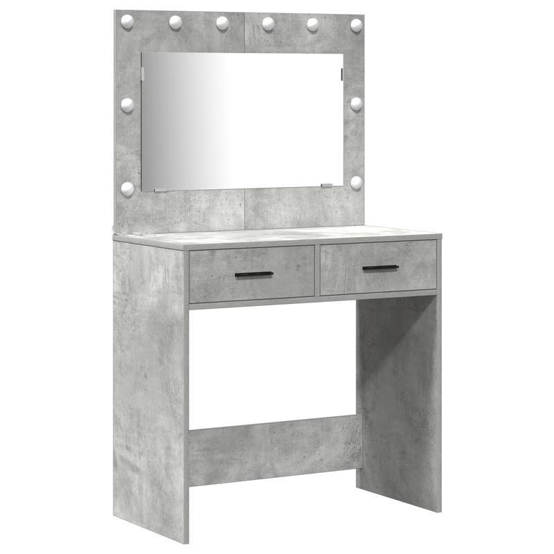 Casa si Gradina - Mobilier - Comode si corpuri - Masute de toaleta - Set masa toaleta cu LED, 3 piese, gri beton, lemn prelucrat - Infinity.ro