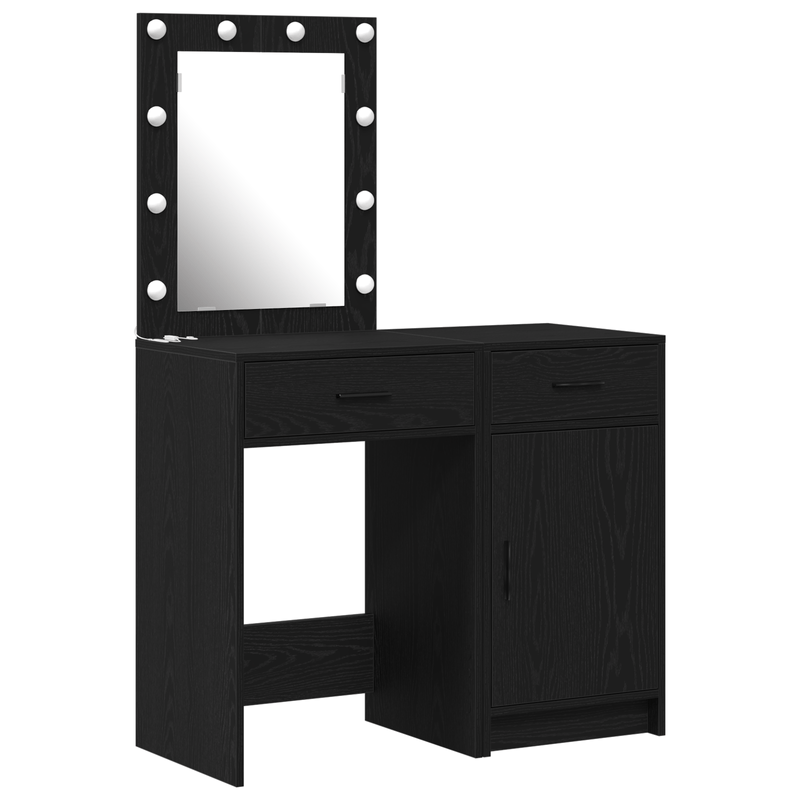 Casa si Gradina - Mobilier - Comode si corpuri - Masute de toaleta - Set masa toaleta cu LED, 2 piese, negru, lemn prelucrat - Infinity.ro