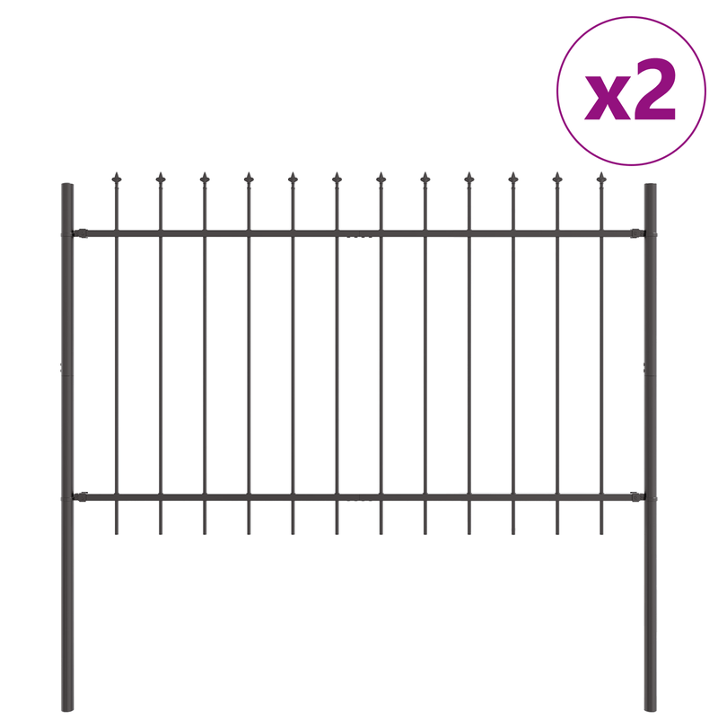 Casa si Gradina - Gradina si terasa - Garduri, panouri si accesorii - Gard de gradina cu varf tip sulita, gri, 3,4x1,2 m, otel - Infinity.ro