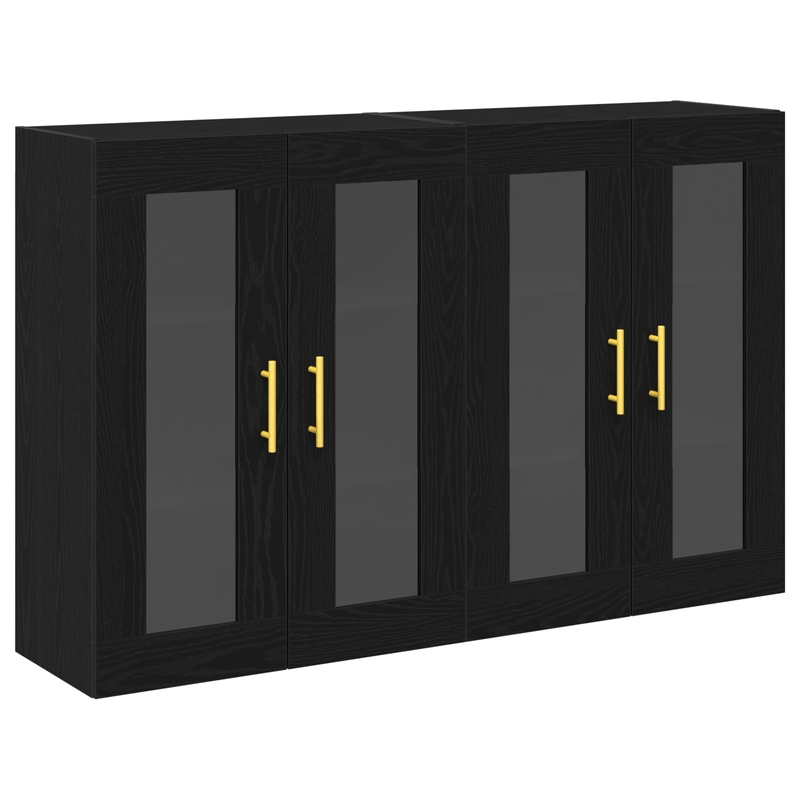 Casa si Gradina - Mobilier - Comode si corpuri - Comode - Dulapuri Montate pe Perete 2 buc Negru Stejar 69,5x34x90 cm Lemn Prelucrat - Infinity.ro