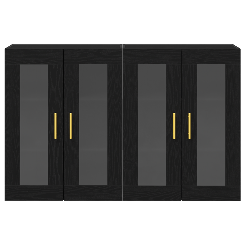 Casa si Gradina - Mobilier - Comode si corpuri - Comode - Dulapuri Montate pe Perete 2 buc Negru Stejar 69,5x34x90 cm Lemn Prelucrat - Infinity.ro