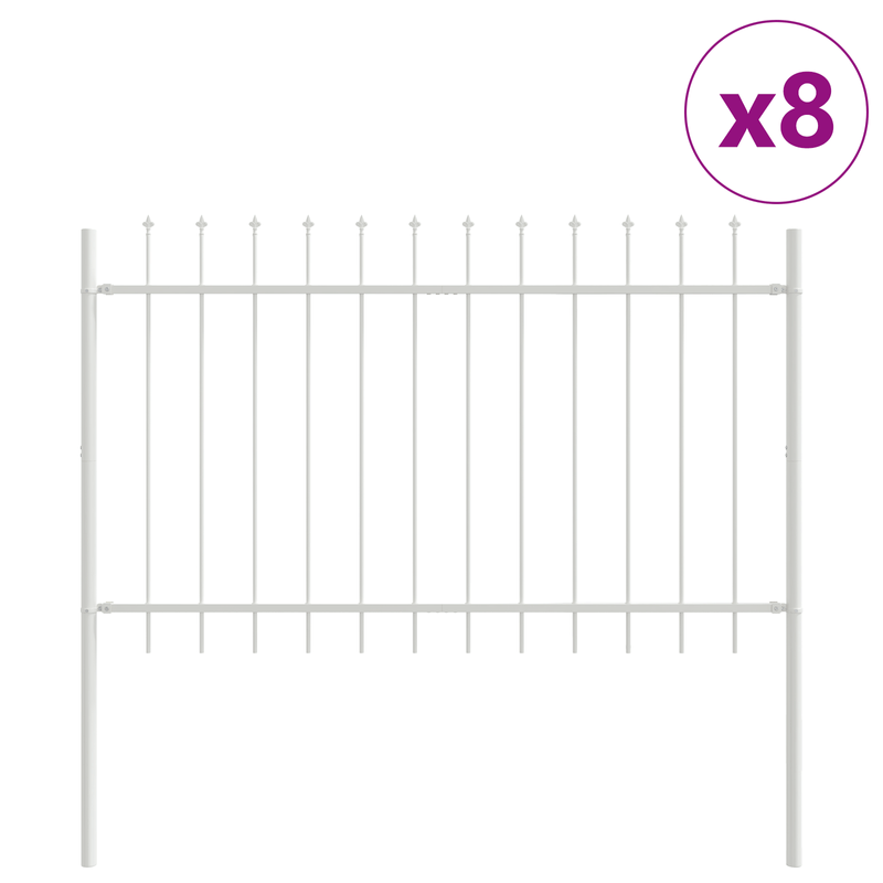 Casa si Gradina - Gradina si terasa - Garduri, panouri si accesorii - Gard de gradina cu varf tip sulita, alb, 13.6x1.2 m, otel - Infinity.ro