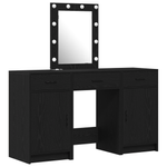 Casa si Gradina - Mobilier - Comode si corpuri - Masute de toaleta - Set masa toaleta cu LED 3 piese, negru, lemn prelucrat - Infinity.ro