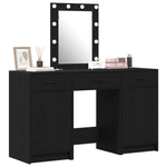 Casa si Gradina - Mobilier - Comode si corpuri - Masute de toaleta - Set masa toaleta cu LED 3 piese, negru, lemn prelucrat - Infinity.ro