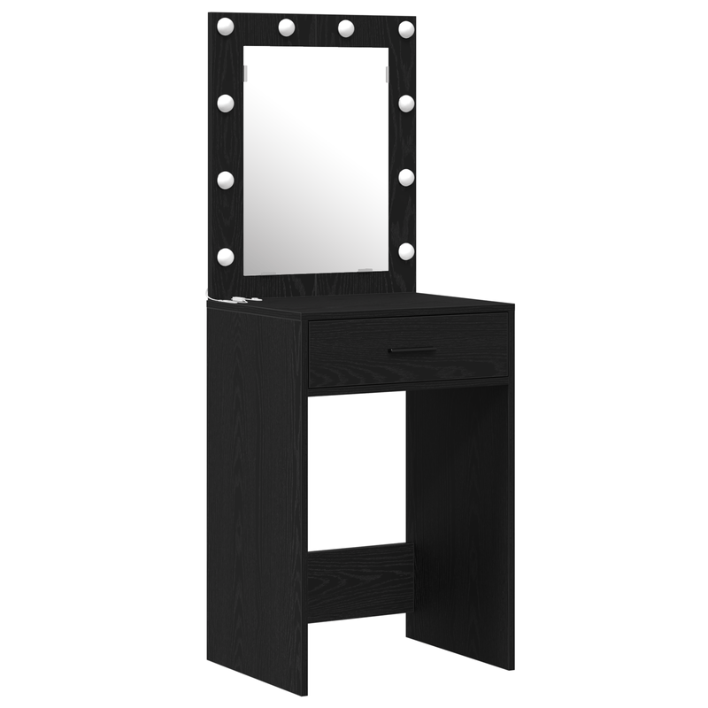 Casa si Gradina - Mobilier - Comode si corpuri - Masute de toaleta - Set masa toaleta cu LED 3 piese, negru, lemn prelucrat - Infinity.ro