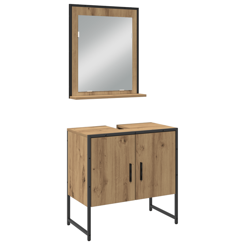 Casa si Gradina - Mobilier - Seturi de mobilier - Seturi baie - Set de mobila pentru baie in 4 piese din stejar mestesugit, lemn prelucrat - Infinity.ro