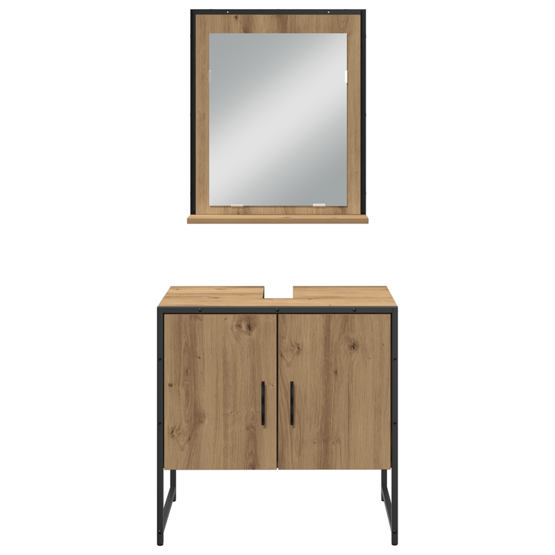 Casa si Gradina - Mobilier - Seturi de mobilier - Seturi baie - Set de mobila pentru baie in 4 piese din stejar mestesugit, lemn prelucrat - Infinity.ro