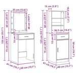 Casa si Gradina - Mobilier - Comode si corpuri - Masute de toaleta - Set masa toaleta cu LED, 2 piese, stejar sonoma, lemn prelucrat - Infinity.ro