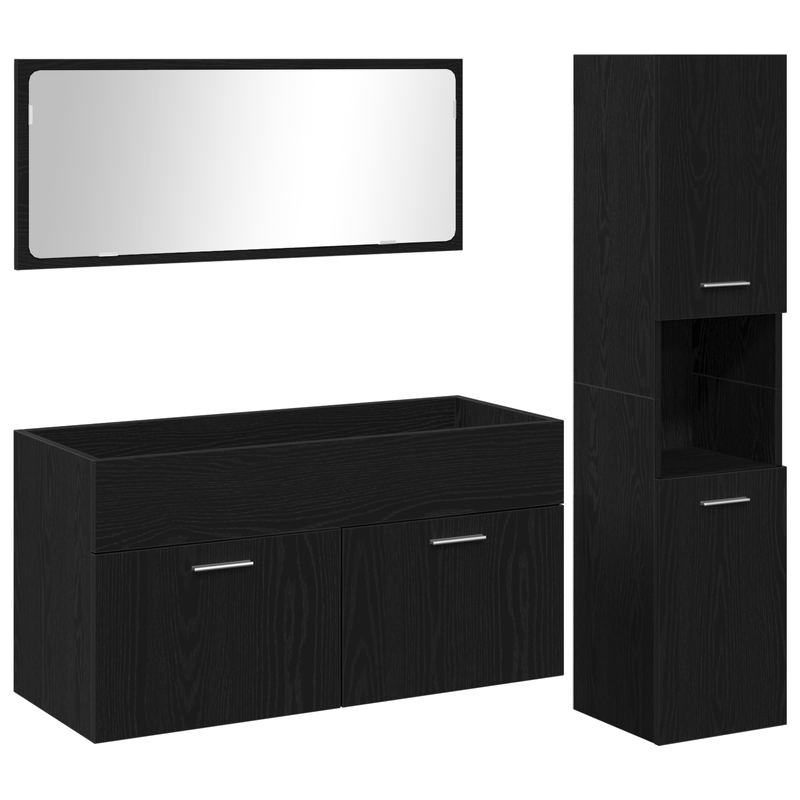 Casa si Gradina - Mobilier - Seturi de mobilier - Seturi baie - Set mobila baie 3 piese din stejar negru, lemn ingineresc - Infinity.ro