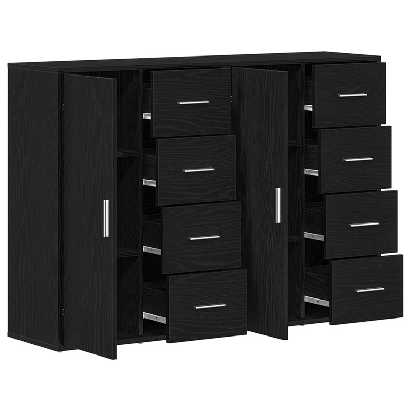 Casa si Gradina - Mobilier - Comode si corpuri - Comode - Bufete 2 buc Negru Stejar 60x31x84 cm Lemn Ingineresc - Infinity.ro