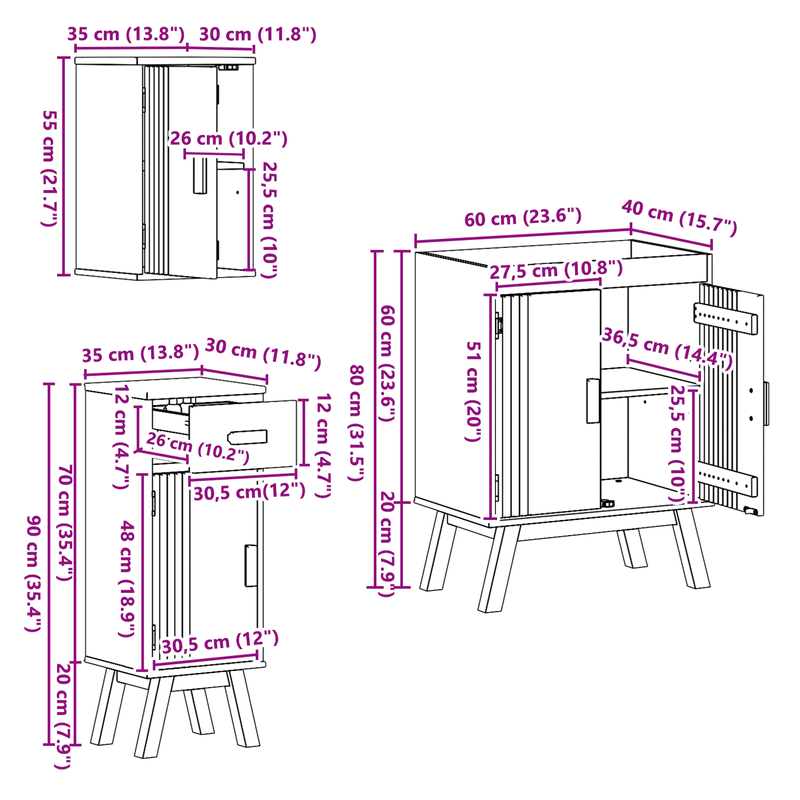 Casa si Gradina - Mobilier - Seturi de mobilier - Seturi baie - Set mobilier de baie, 3 piese - Infinity.ro