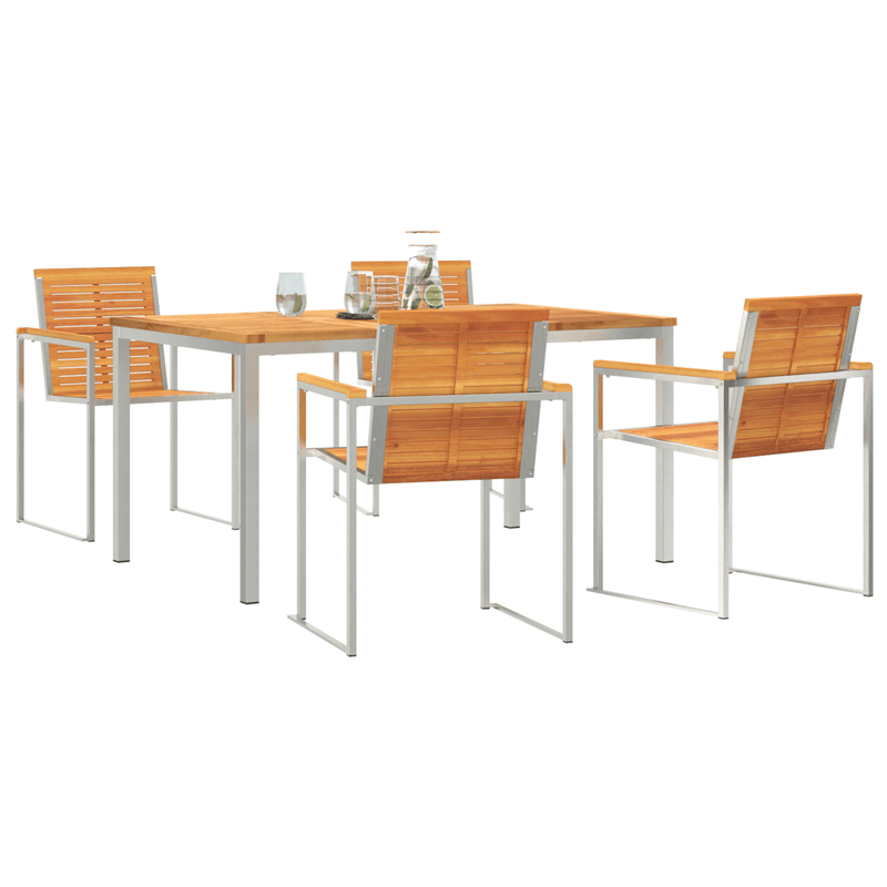 Casa si Gradina - Gradina si terasa - Mobilier exterior - Mese gradina - Set de Masa pentru Gradina  5 Piese Lemn Solid de Acacia - Infinity.ro