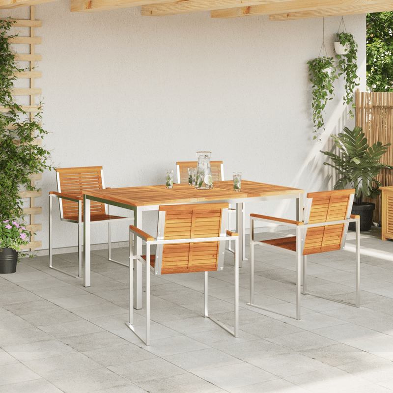 Casa si Gradina - Gradina si terasa - Mobilier exterior - Mese gradina - Set de Masa pentru Gradina  5 Piese Lemn Solid de Acacia - Infinity.ro