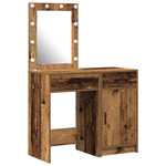 Casa si Gradina - Mobilier - Comode si corpuri - Masute de toaleta - Set masa toaleta cu LED, 2 piese, finisaj lemn vechi - Infinity.ro