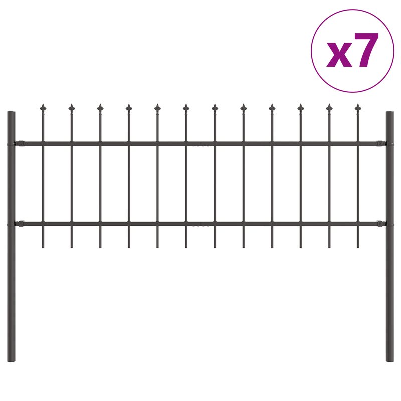 Casa si Gradina - Gradina si terasa - Garduri, panouri si accesorii - Gard de gradina cu varf tip sulita, gri, 11,9x0,6 m, otel - Infinity.ro