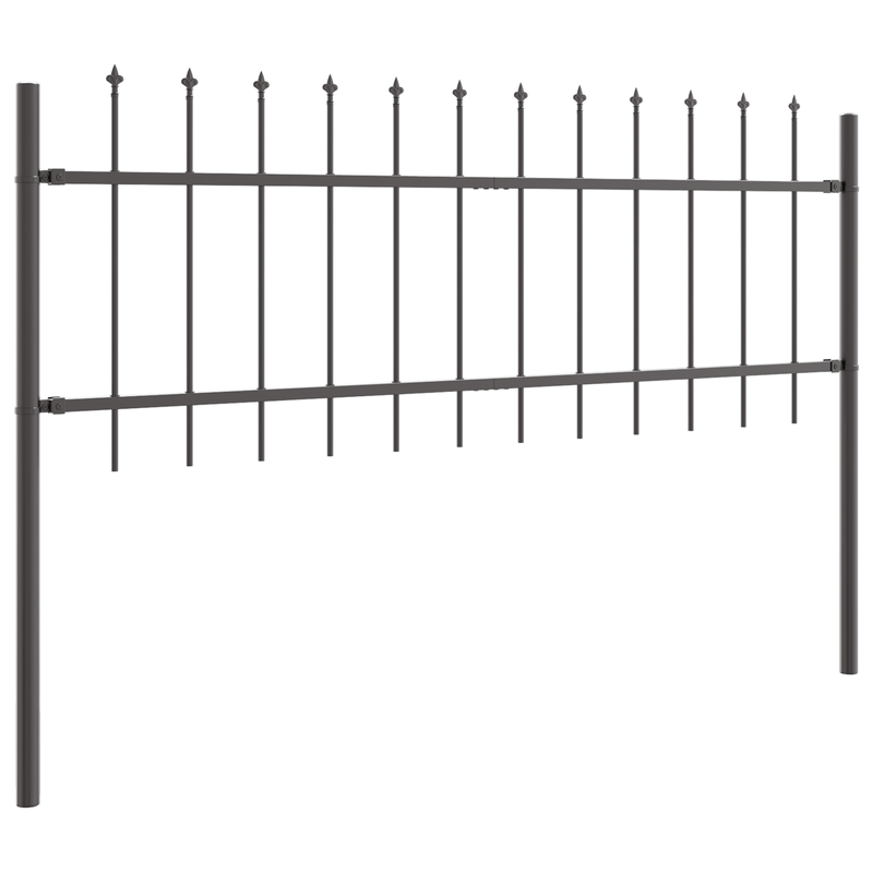 Casa si Gradina - Gradina si terasa - Garduri, panouri si accesorii - Gard de gradina cu varf tip sulita, gri, 11,9x0,6 m, otel - Infinity.ro
