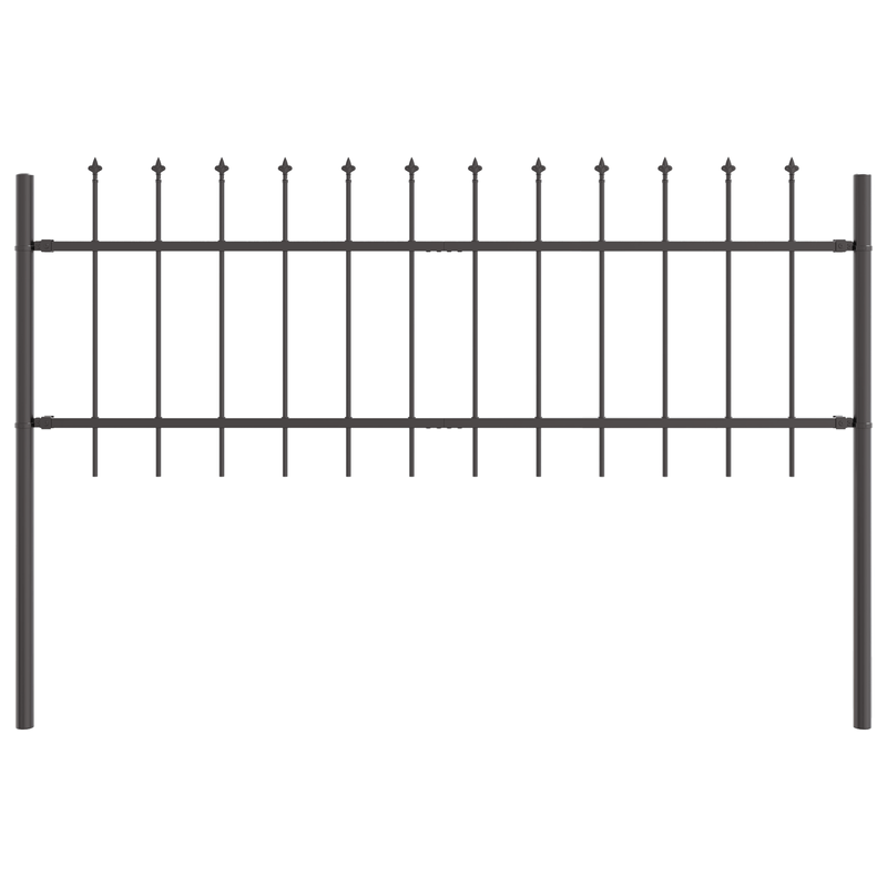 Casa si Gradina - Gradina si terasa - Garduri, panouri si accesorii - Gard de gradina cu varf tip sulita, gri, 11,9x0,6 m, otel - Infinity.ro