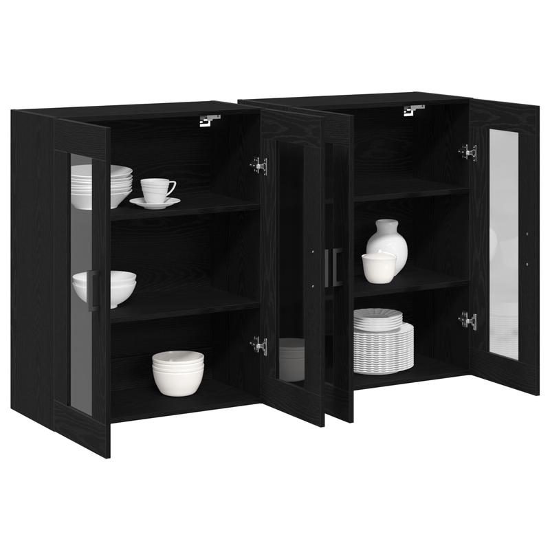 Casa si Gradina - Mobilier - Comode si corpuri - Comode - Mobilier de perete 2 buc Negru Stejar 69,5x34x90 cm Lemn prelucrat - Infinity.ro
