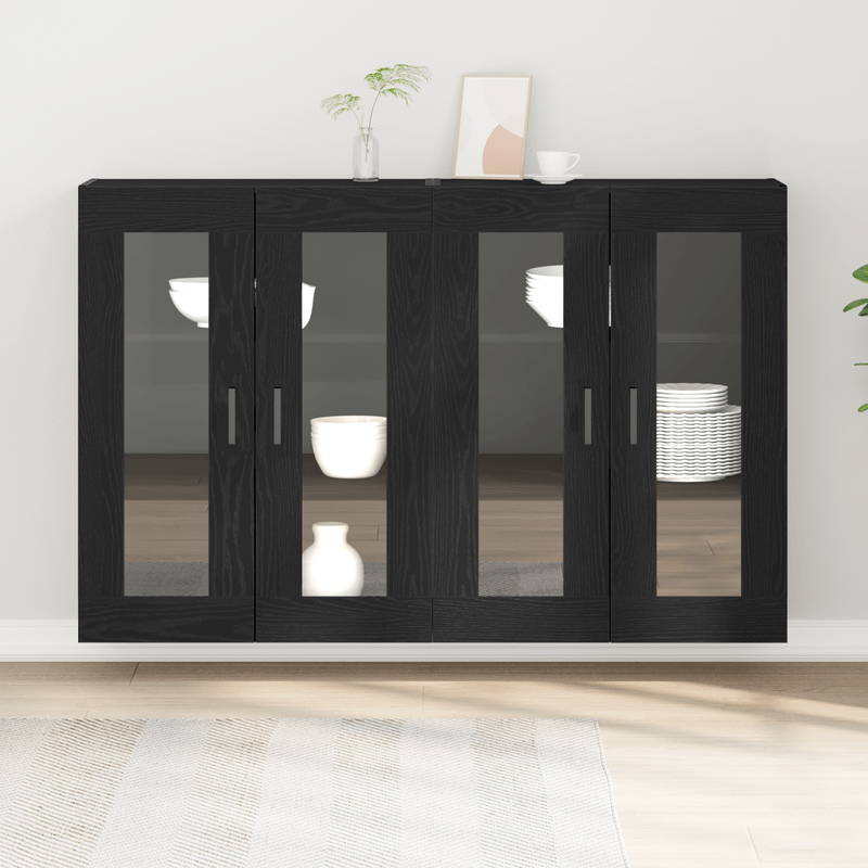 Casa si Gradina - Mobilier - Comode si corpuri - Comode - Mobilier de perete 2 buc Negru Stejar 69,5x34x90 cm Lemn prelucrat - Infinity.ro