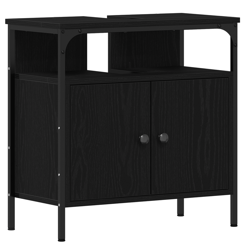 Casa si Gradina - Mobilier - Seturi de mobilier - Seturi baie - Set mobilier baie 4 piese Stejar negru Lemn prelucrat - Infinity.ro