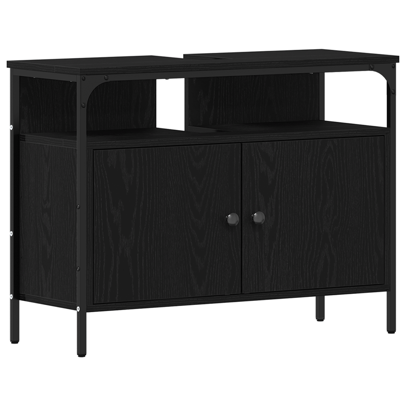 Casa si Gradina - Mobilier - Seturi de mobilier - Seturi baie - Set mobilier baie 4 piese Stejar negru Lemn prelucrat - Infinity.ro