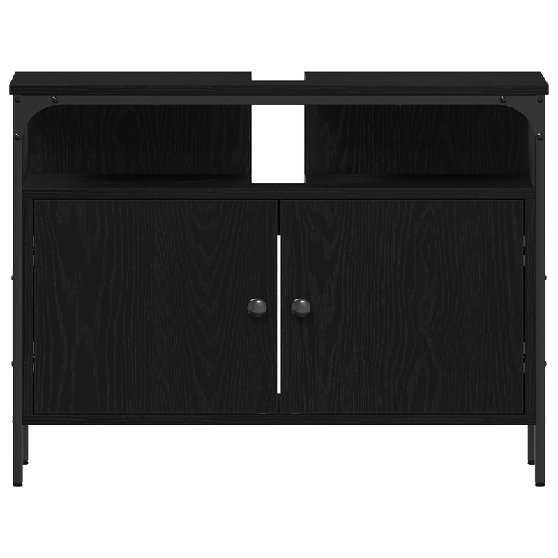 Casa si Gradina - Mobilier - Seturi de mobilier - Seturi baie - Set mobilier baie 4 piese Stejar negru Lemn prelucrat - Infinity.ro