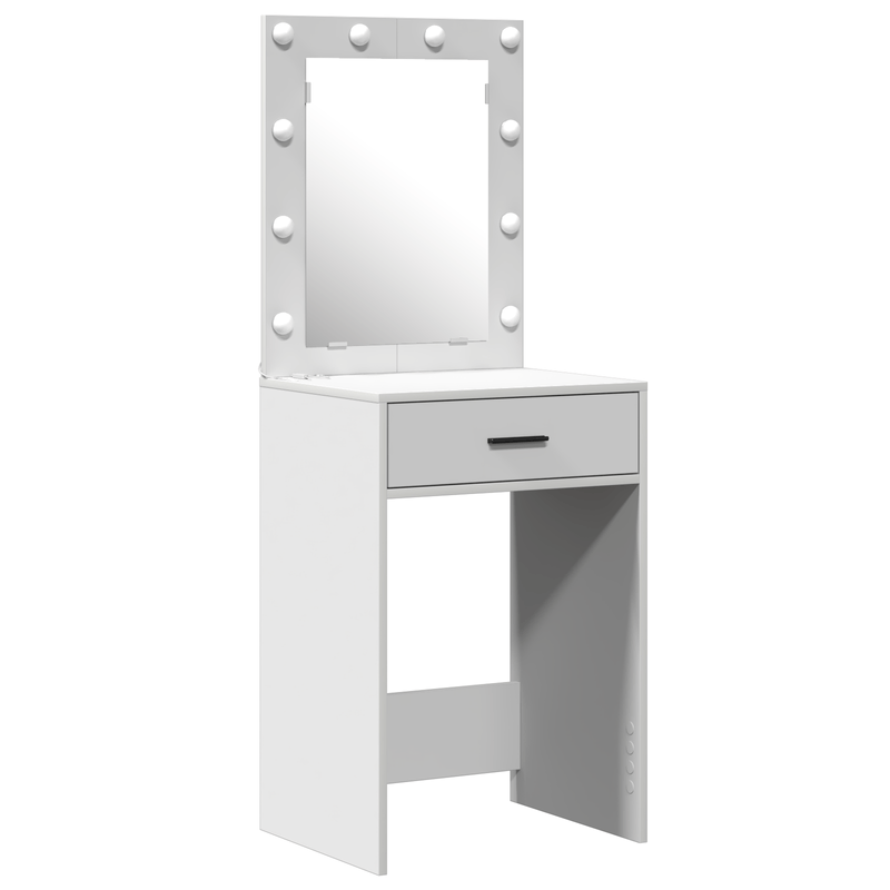 Casa si Gradina - Mobilier - Comode si corpuri - Masute de toaleta - Set masa toaleta cu LED 3 piese, alb, lemn prelucrat - Infinity.ro