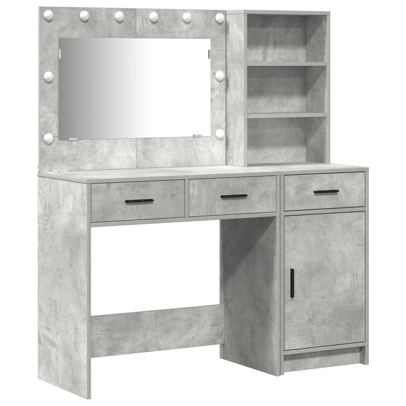 Casa si Gradina - Mobilier - Comode si corpuri - Masute de toaleta - Set masa toaleta cu LED, 2 piese, gri beton, lemn prelucrat - Infinity.ro