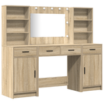 Casa si Gradina - Mobilier - Comode si corpuri - Masute de toaleta - Set masa toaleta cu LED, 3 piese, stejar sonoma, lemn prelucrat - Infinity.ro