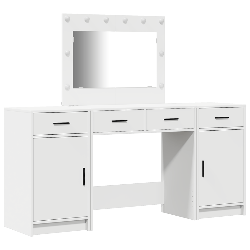Casa si Gradina - Mobilier - Comode si corpuri - Masute de toaleta - Set masa toaleta cu LED, 3 piese, alb, lemn prelucrat - Infinity.ro
