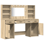 Casa si Gradina - Mobilier - Comode si corpuri - Masute de toaleta - Set masa toaleta cu LED, 3 piese, stejar sonoma, lemn prelucrat - Infinity.ro