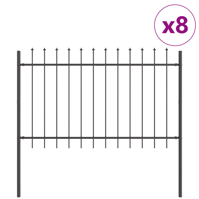 Casa si Gradina - Gradina si terasa - Garduri, panouri si accesorii - Gard de gradina cu varf tip sulita, gri, 13.6x1.2 m, otel - Infinity.ro