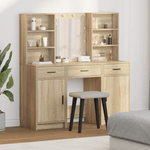 Casa si Gradina - Mobilier - Comode si corpuri - Masute de toaleta - Set masa toaleta cu LED, 3 piese, stejar sonoma, lemn prelucrat - Infinity.ro