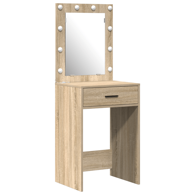 Casa si Gradina - Mobilier - Comode si corpuri - Masute de toaleta - Set masa toaleta cu LED, 3 piese, stejar sonoma, lemn prelucrat - Infinity.ro