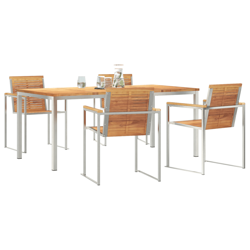 Casa si Gradina - Gradina si terasa - Mobilier exterior - Mese gradina - Set de dining 5 piese din lemn masiv de tec - Infinity.ro
