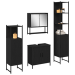 Casa si Gradina - Mobilier - Seturi de mobilier - Seturi baie - Set Mobilier Baie 4 Piese Stejar Negru Lemn Ingineresc - Infinity.ro