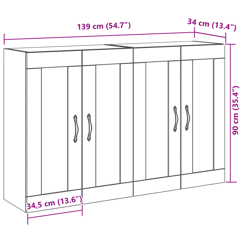 Casa si Gradina - Mobilier - Comode si corpuri - Comode - Cabinete montate pe perete 2 buc Artisan Oak 69,5x34x90 cm Lemn prelucrat - Infinity.ro