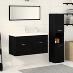 Casa si Gradina - Mobilier - Seturi de mobilier - Seturi baie - Set de mobilier pentru baie 4 piese , lemn prelucrat negru - Infinity.ro