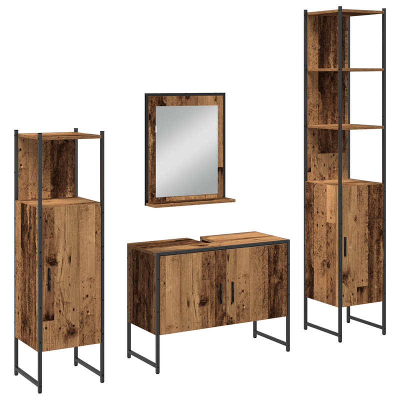 Casa si Gradina - Mobilier - Seturi de mobilier - Seturi baie - Set Mobilier Baie de 4 Piese Lemn Vechi Lemn Prelucrat - Infinity.ro
