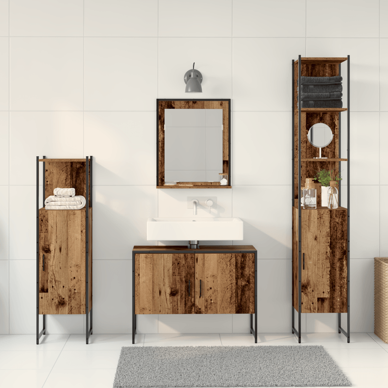Casa si Gradina - Mobilier - Seturi de mobilier - Seturi baie - Set Mobilier Baie de 4 Piese Lemn Vechi Lemn Prelucrat - Infinity.ro