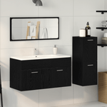 Casa si Gradina - Mobilier - Seturi de mobilier - Seturi baie - Set Mobilier Baie 3 Piese Negru Stejar Lemn Ingineresc - Infinity.ro